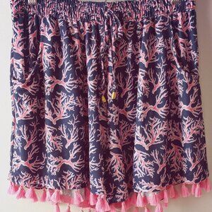 'SIMPLY SOUTHERN' L/XL Short Navy/Pink Coral Pockets NWOT